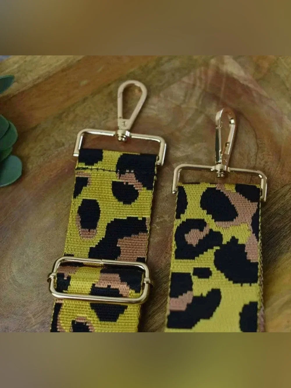 NWT Yellow Leopard Print Adjustable Guitar Bag Strap